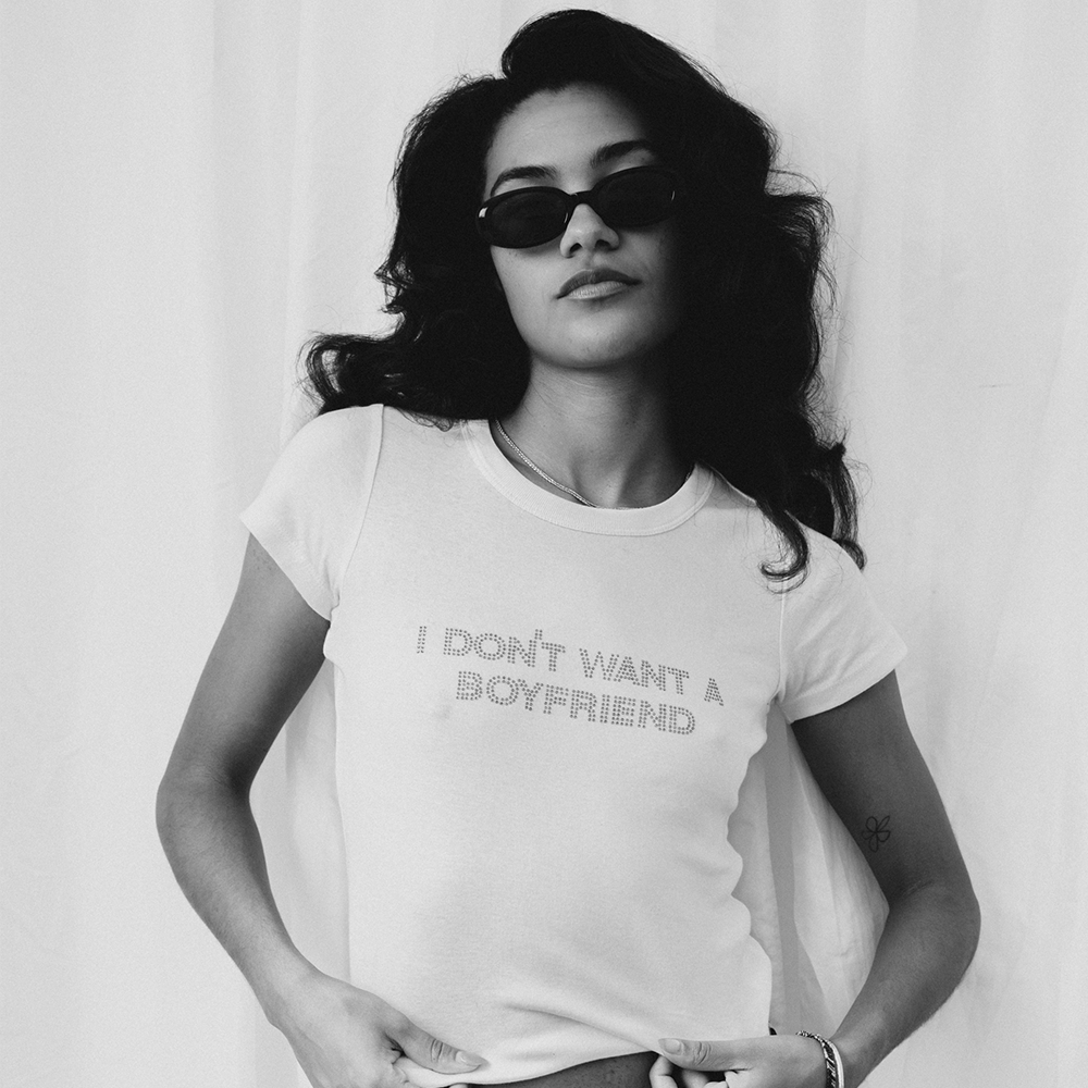 I Don't Want A Boyfriend Gem Baby Tee Front